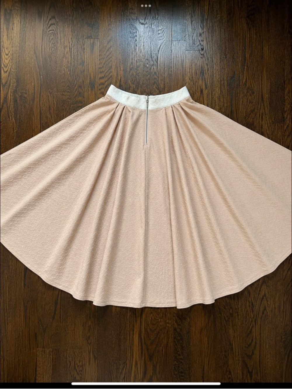 Soft Balletcore Textured Circle Skirt | Blush & Ivory Full Midi Skirt Pockets XS - Picture 14 of 16